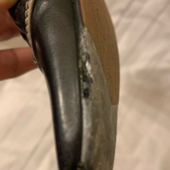 Cole Haan Vintage Black Leather Heels – Women’s 8.5, Square Toe, Contrast Stitch - Picture 7 of 9